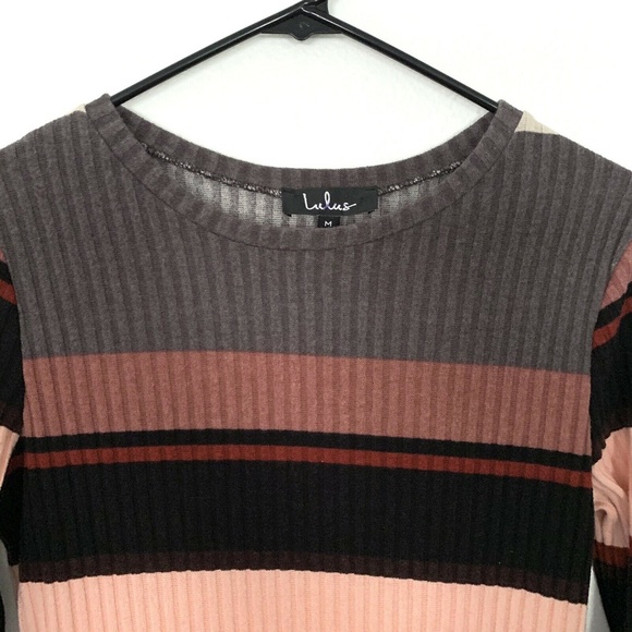 Lulus Striped Long Sleeve Ribbed Midi Dress - Picture 4 of 7